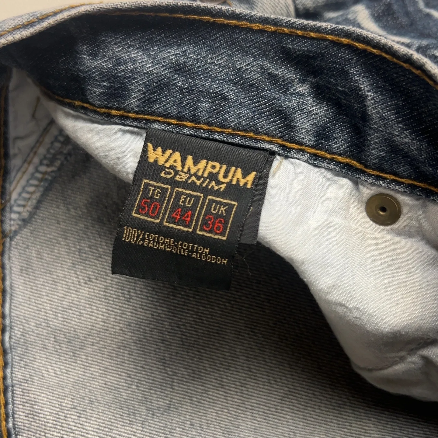 Wampum — Jeans uomo gamba dritta con tasche posteriori blu — 6