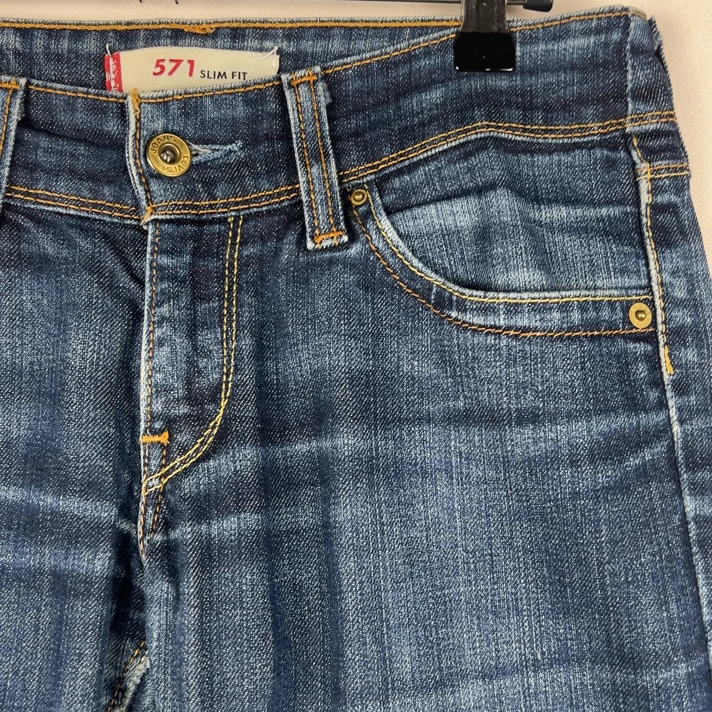 Levi's 571 — Jeans gamba dritta con tasche posteriori blu — 2