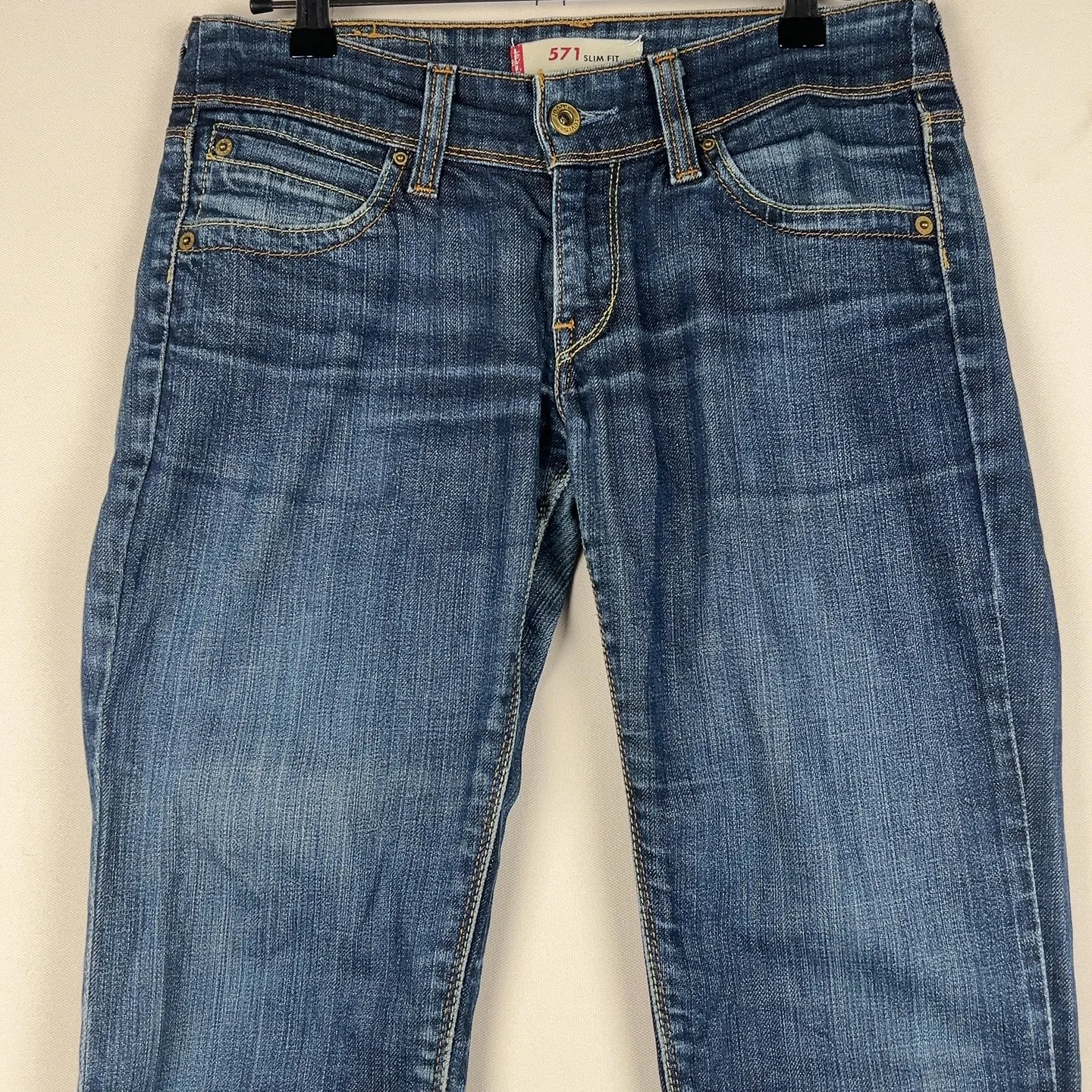 Levi's 571 — Jeans gamba dritta con tasche posteriori blu — 3