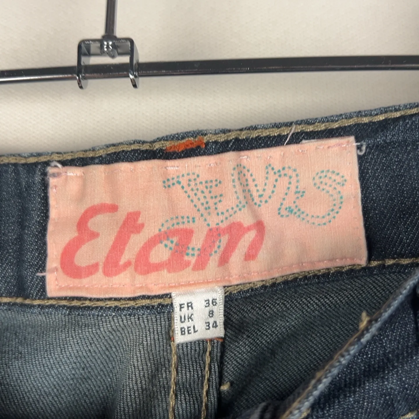 Etam — Jeans donna a zampa vita alta blu — 4