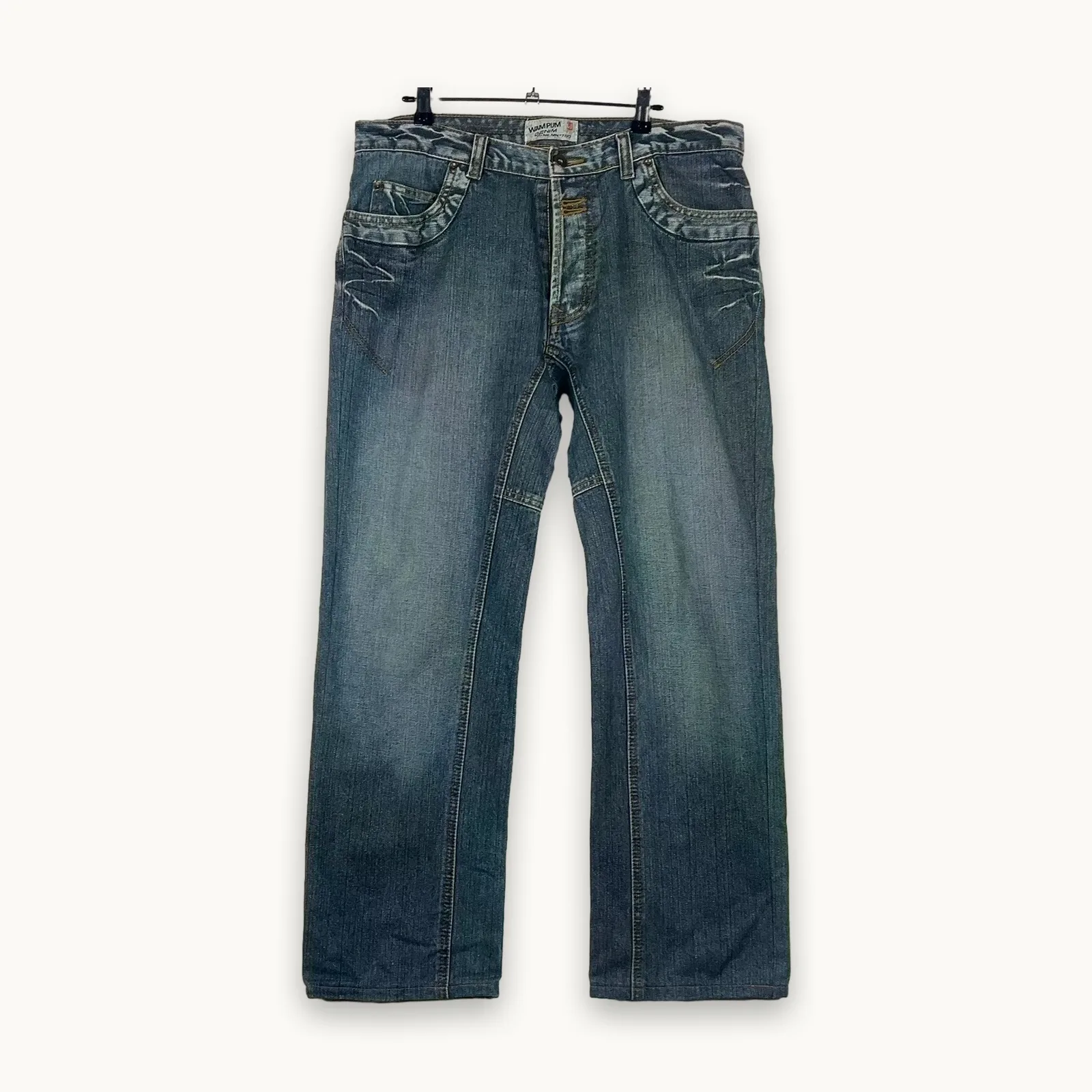 Wampum — Jeans uomo gamba dritta con tasche posteriori blu
