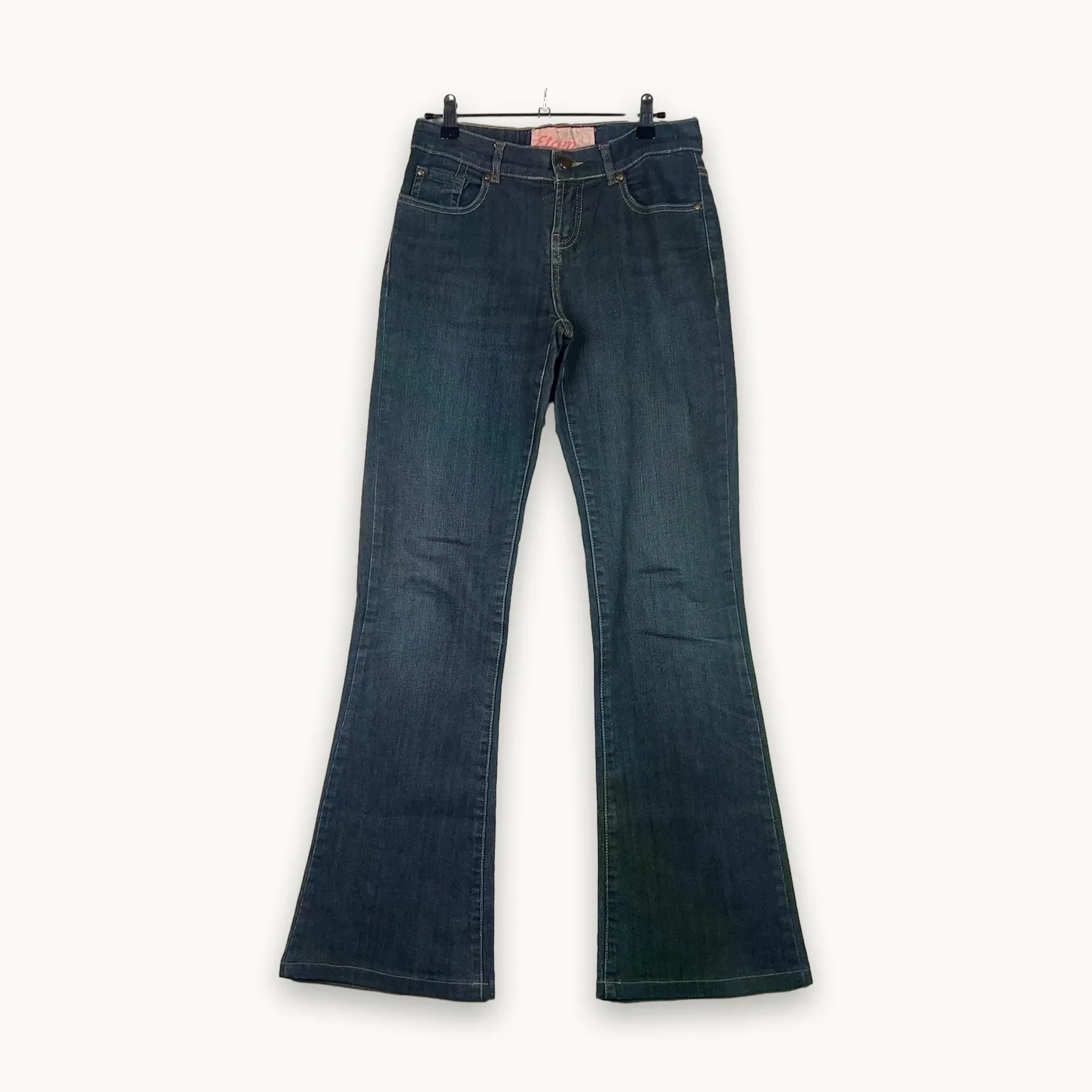 Etam — Jeans donna a zampa vita alta blu