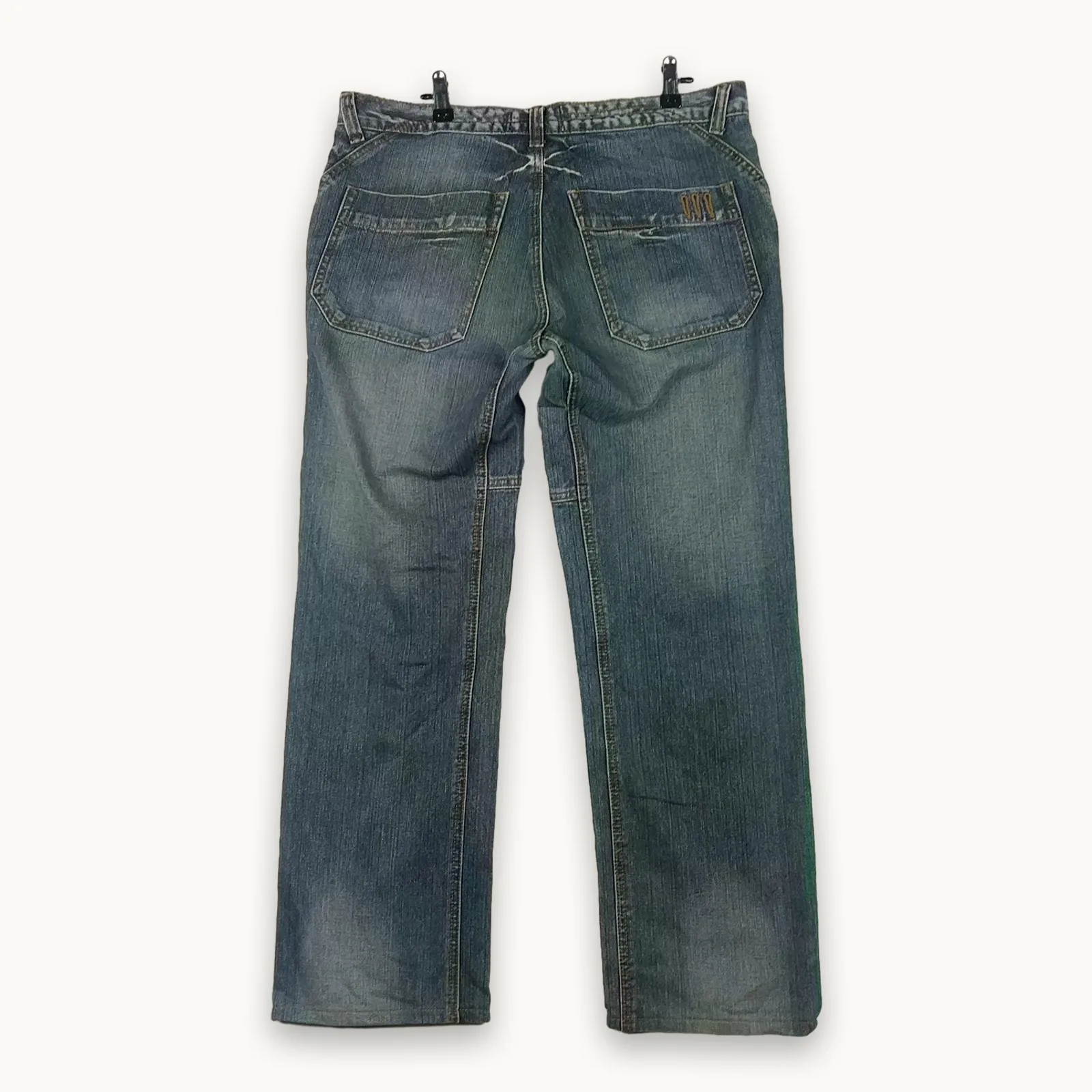 Wampum — Jeans uomo gamba dritta con tasche posteriori blu — 4