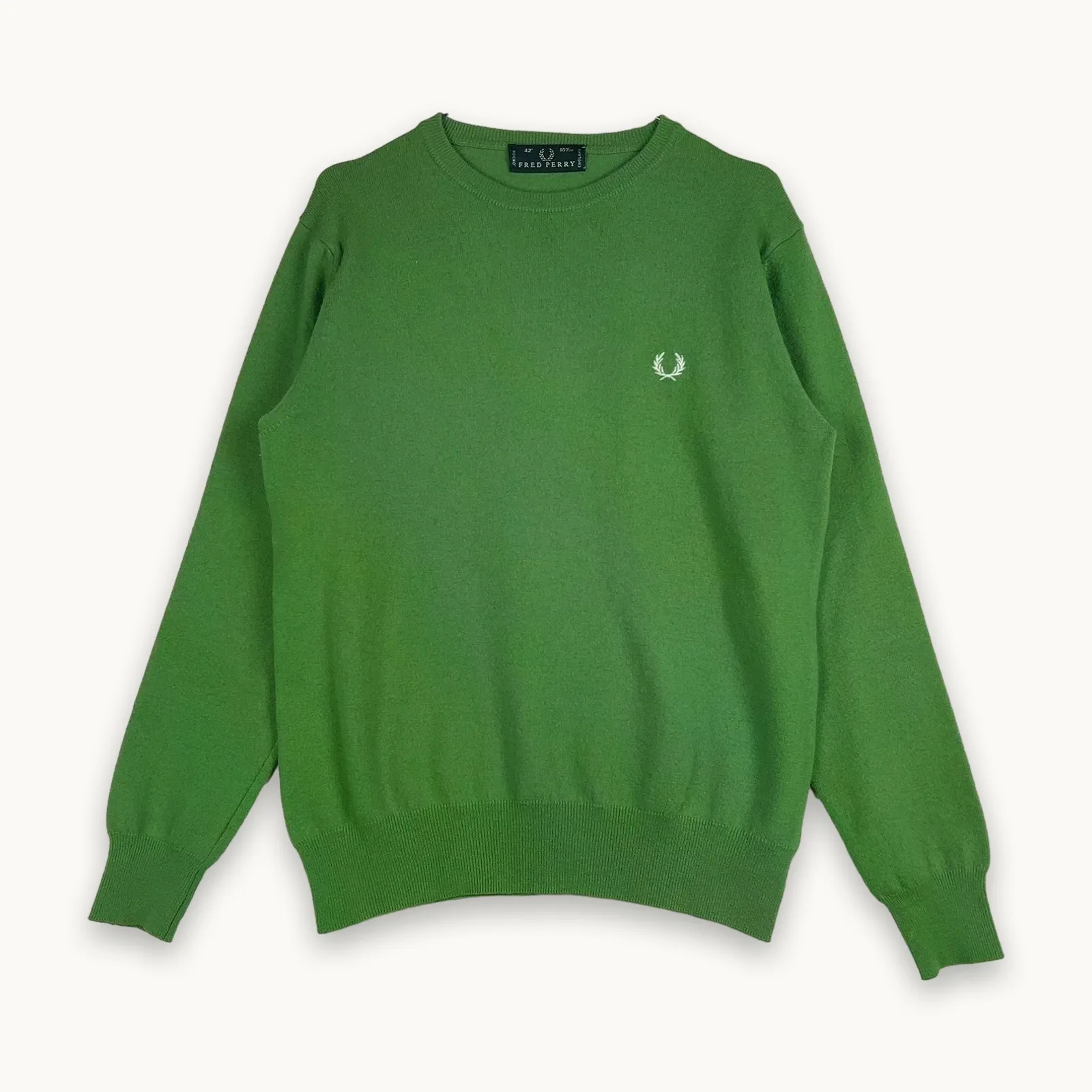 Fred Perry — Fitted crewneck sweater green