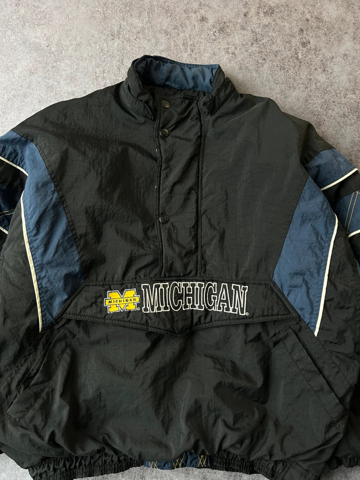 Starter — Giacca a vento Michigan anni 90 nera e blu — 2