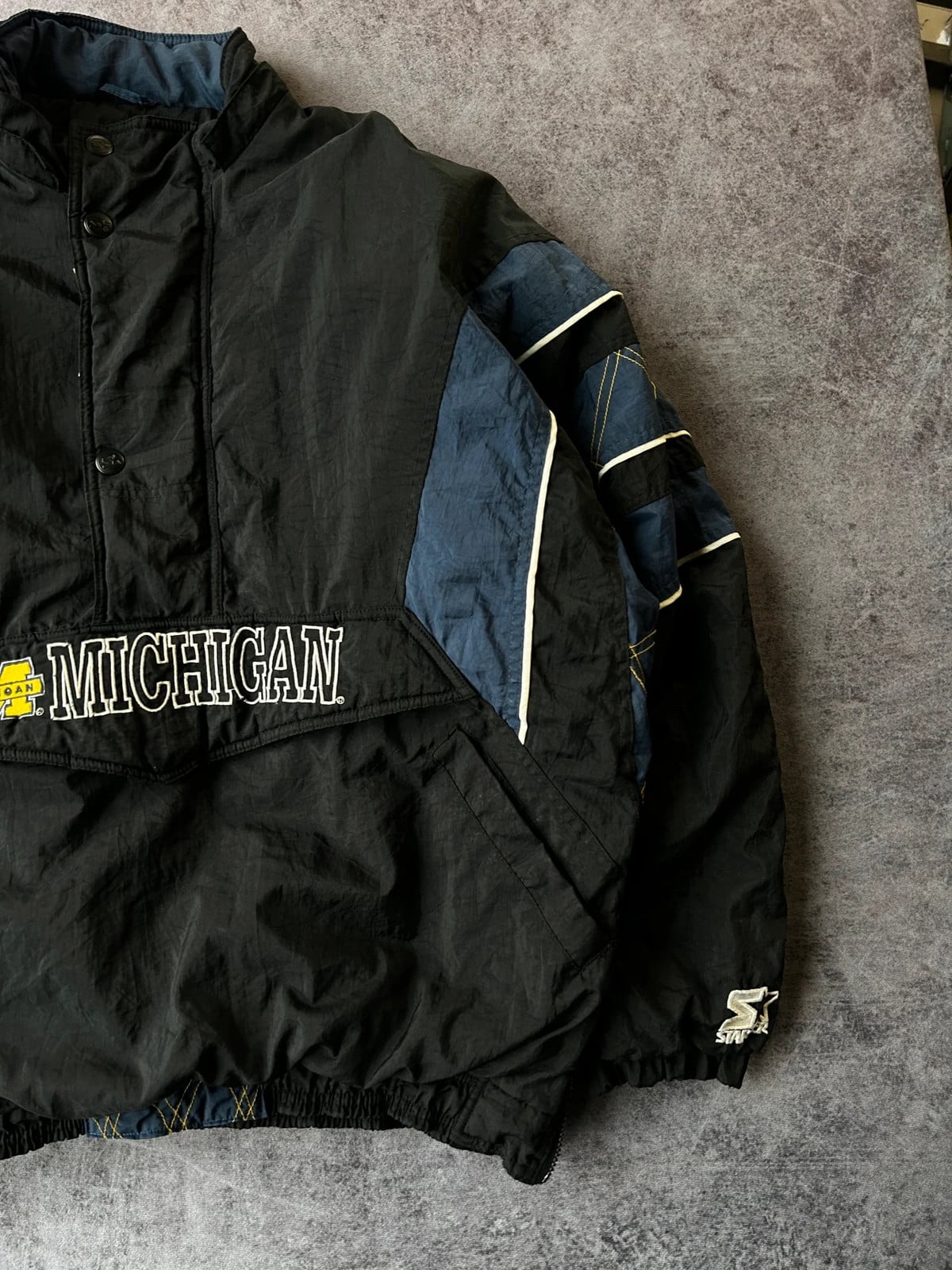 Starter — Giacca a vento Michigan anni 90 nera e blu — 3