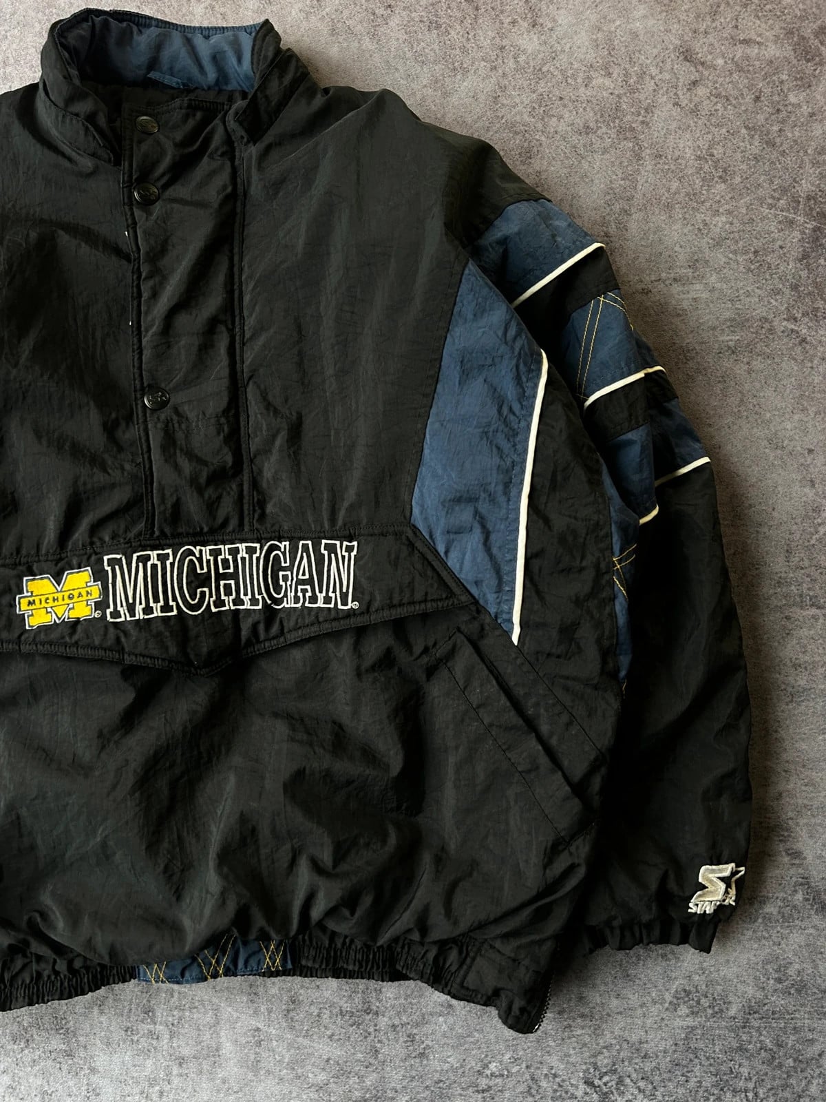 Starter — Giacca a vento Michigan anni 90 nera e blu — 4