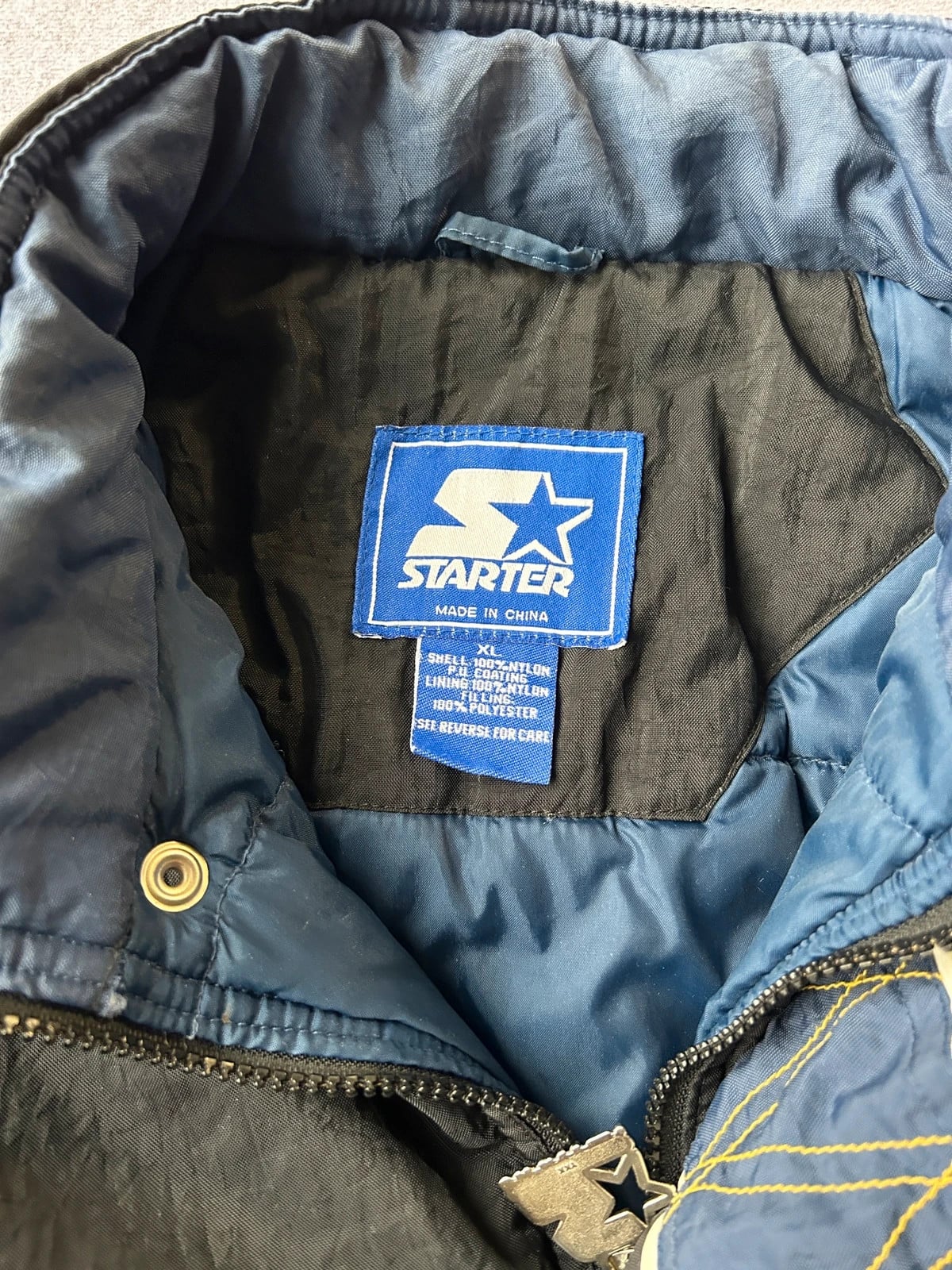 Starter — Giacca a vento Michigan anni 90 nera e blu — 9