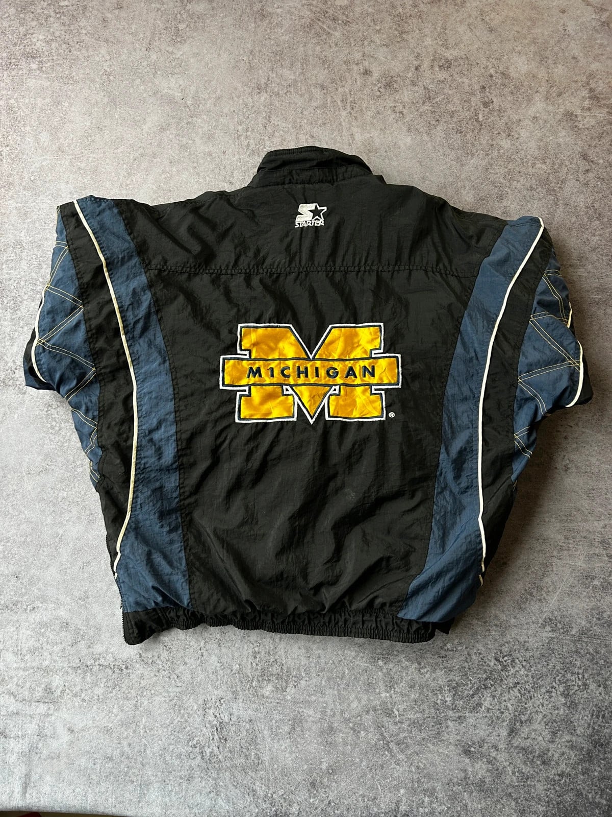 Starter — Giacca a vento Michigan anni 90 nera e blu — 10