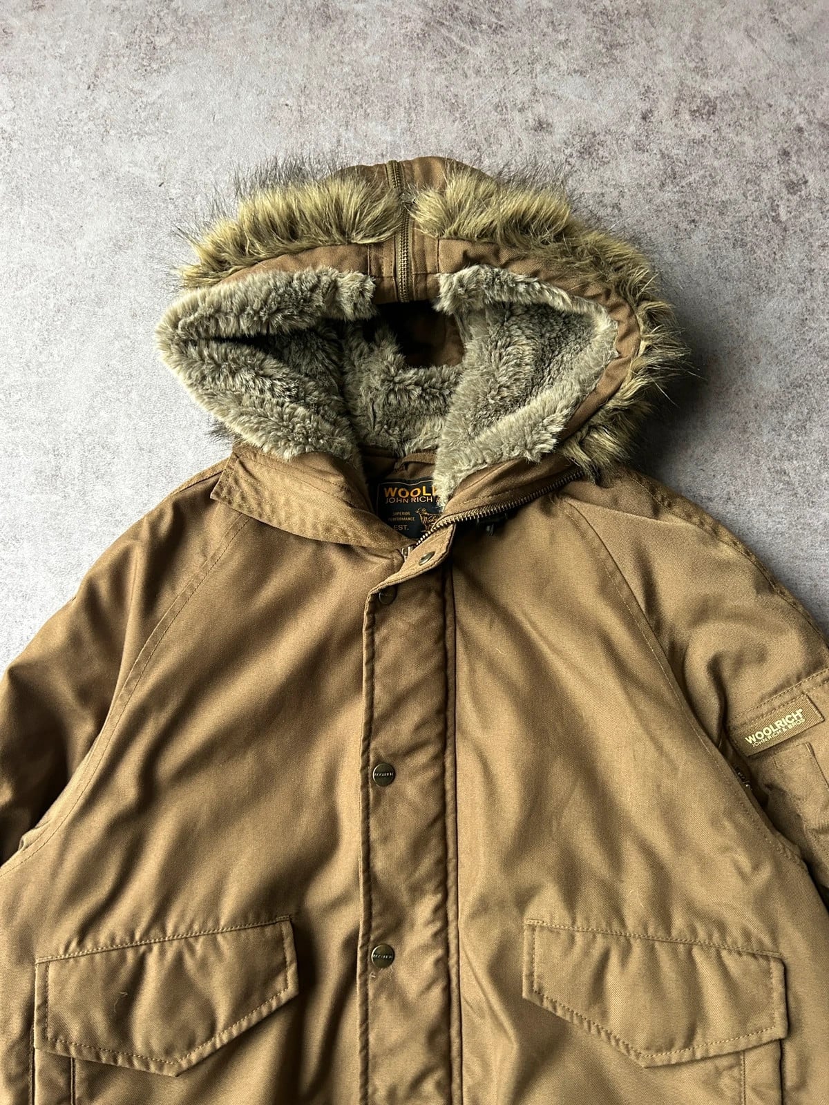 Woolrich — Giacca con cappuccio vintage anni 90 beige — 2