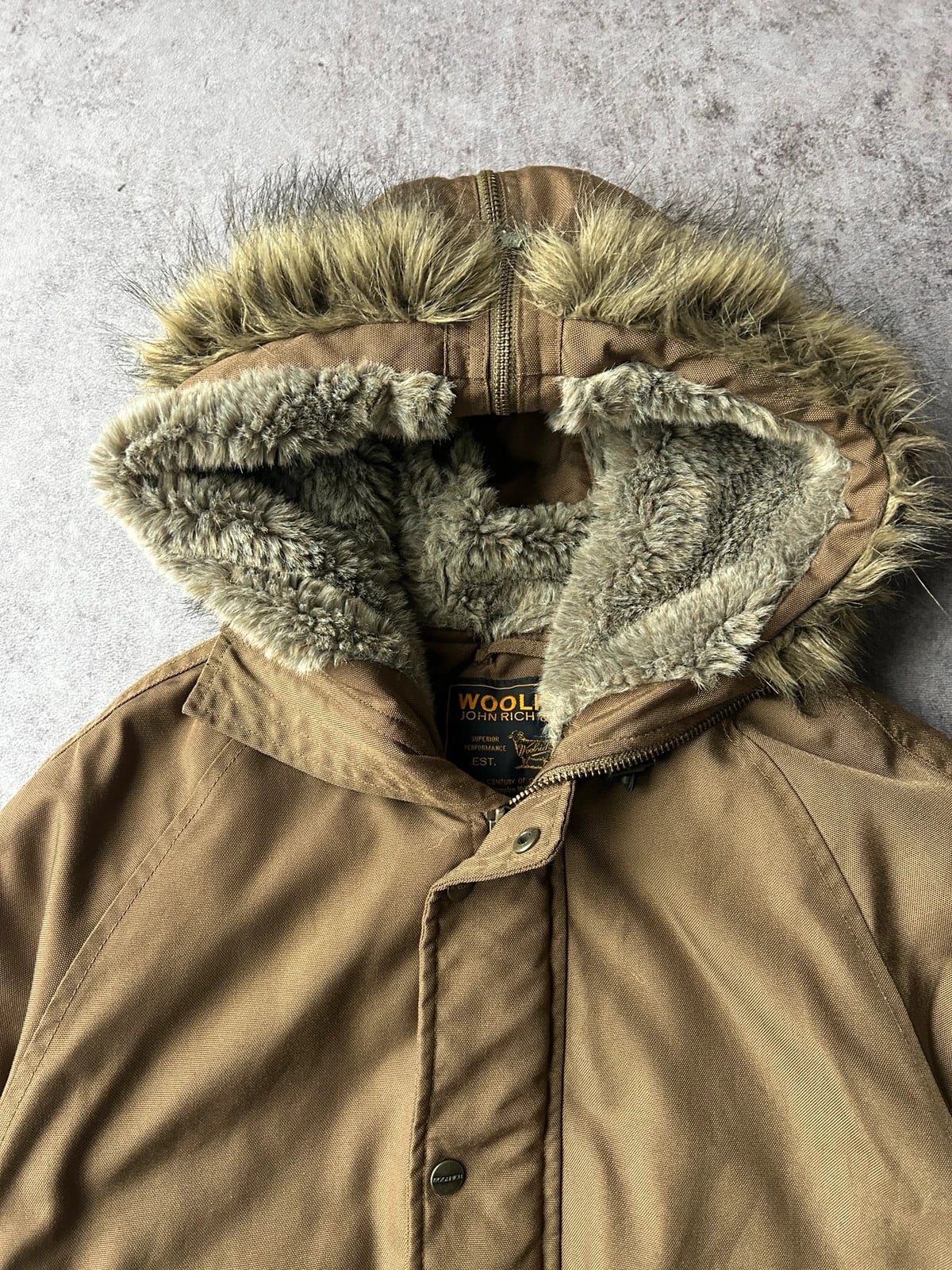 Woolrich — Giacca con cappuccio vintage anni 90 beige — 7