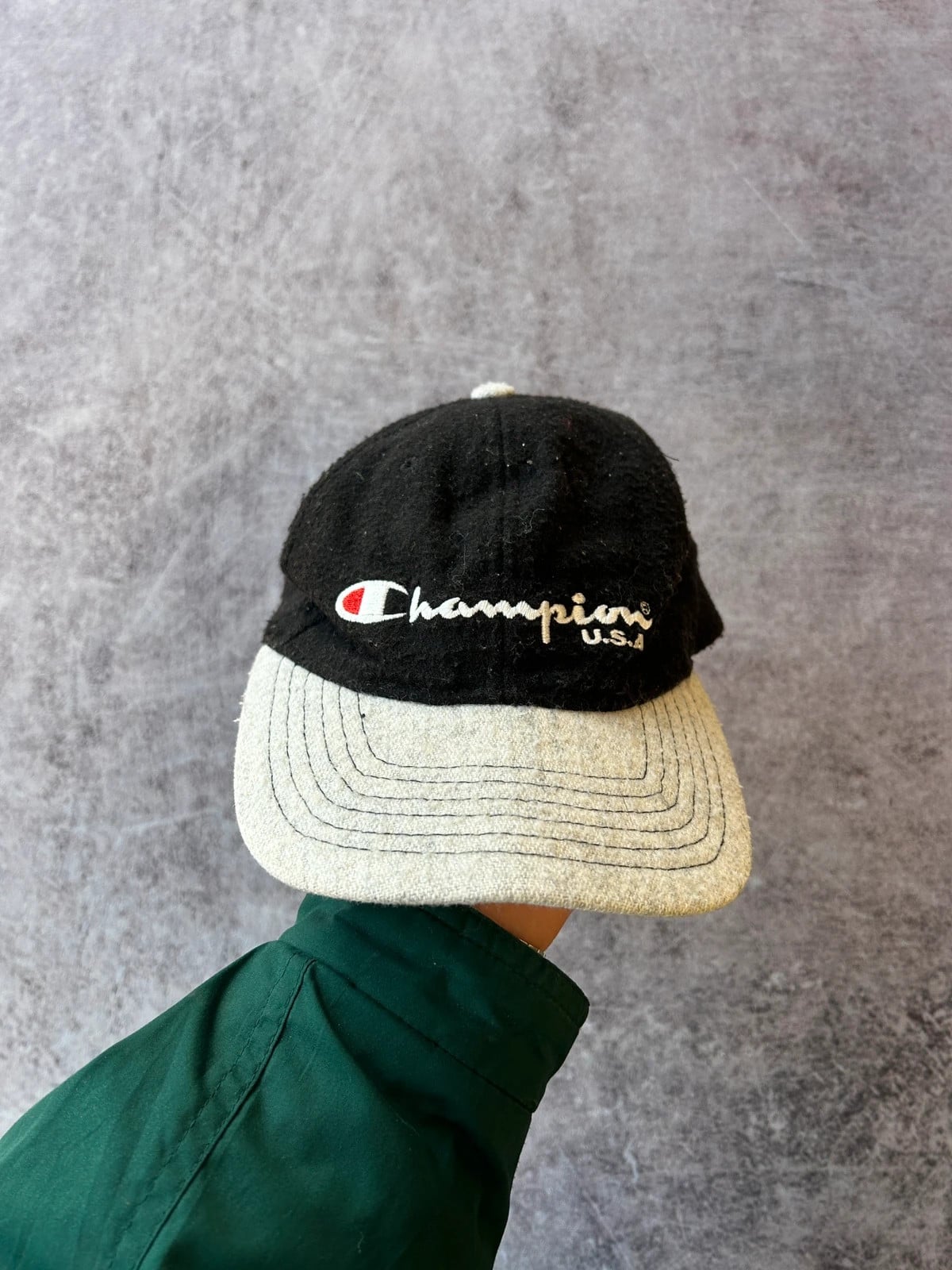 Champion — Cappello in pile vintage anni 90 nero