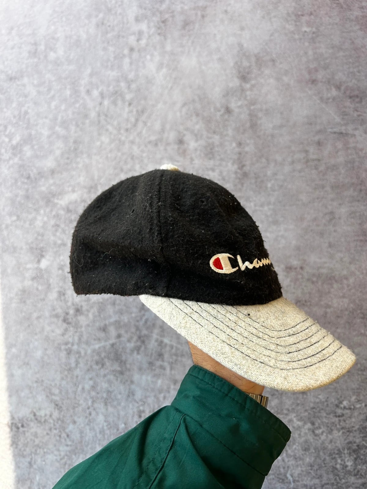 Champion — Cappello in pile vintage anni 90 nero