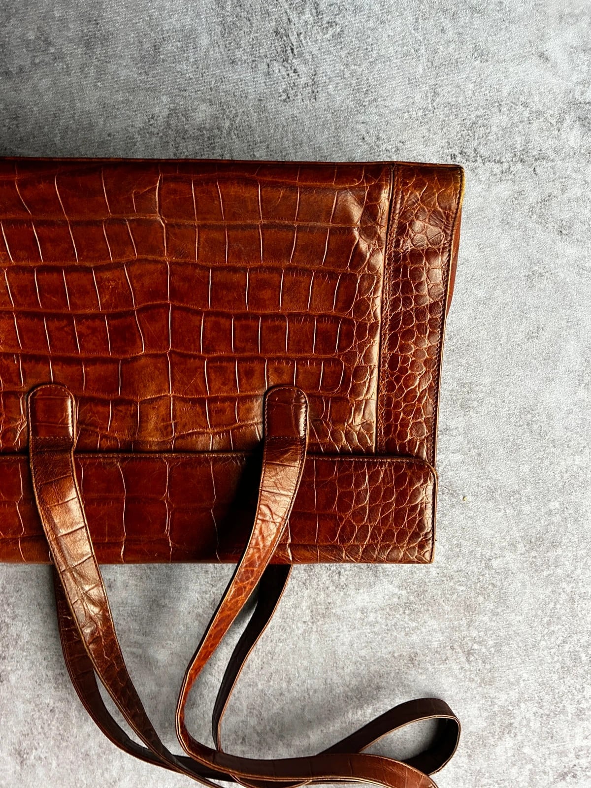 Vintage Dressing — Borsa in pelle effetto coccodrillo anni 80 marrone
