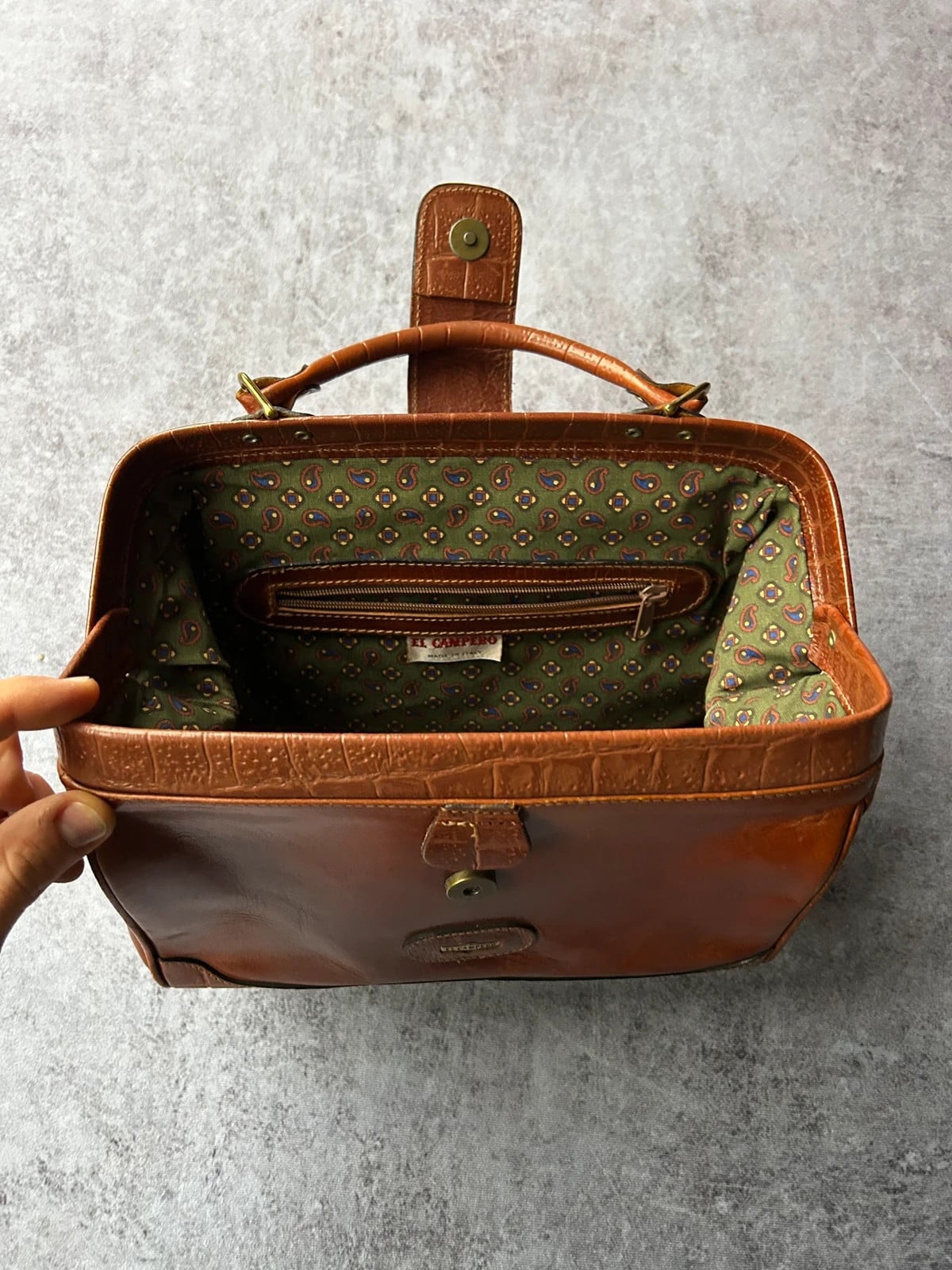 El Campero — Borsa in pelle vintage anni 80 marrone — 8