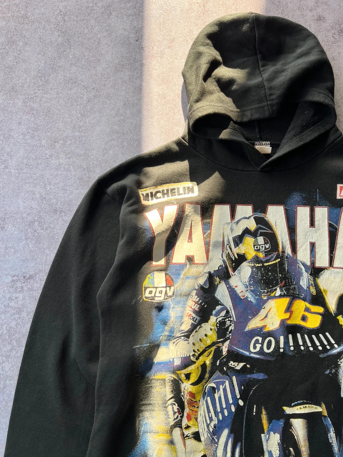 Valentino Rossi — Felpa con cappuccio vintage anni 2000 nera — 4