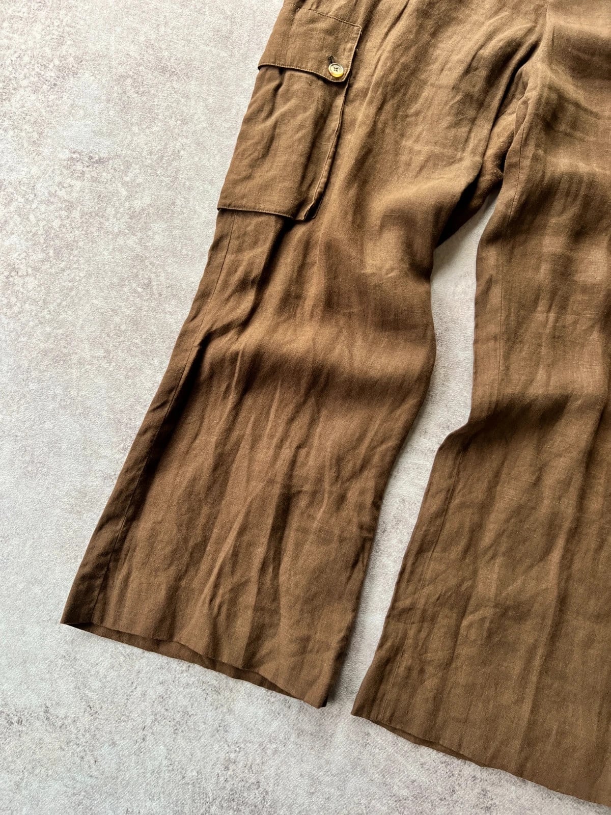 Burberry — Pantaloni cargo in lino anni 2000 marroni — 2