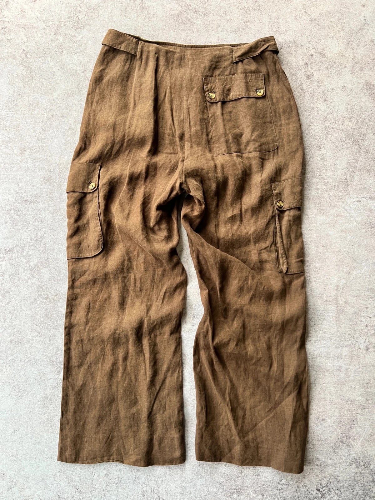 Burberry — Pantaloni cargo in lino anni 2000 marroni — 4