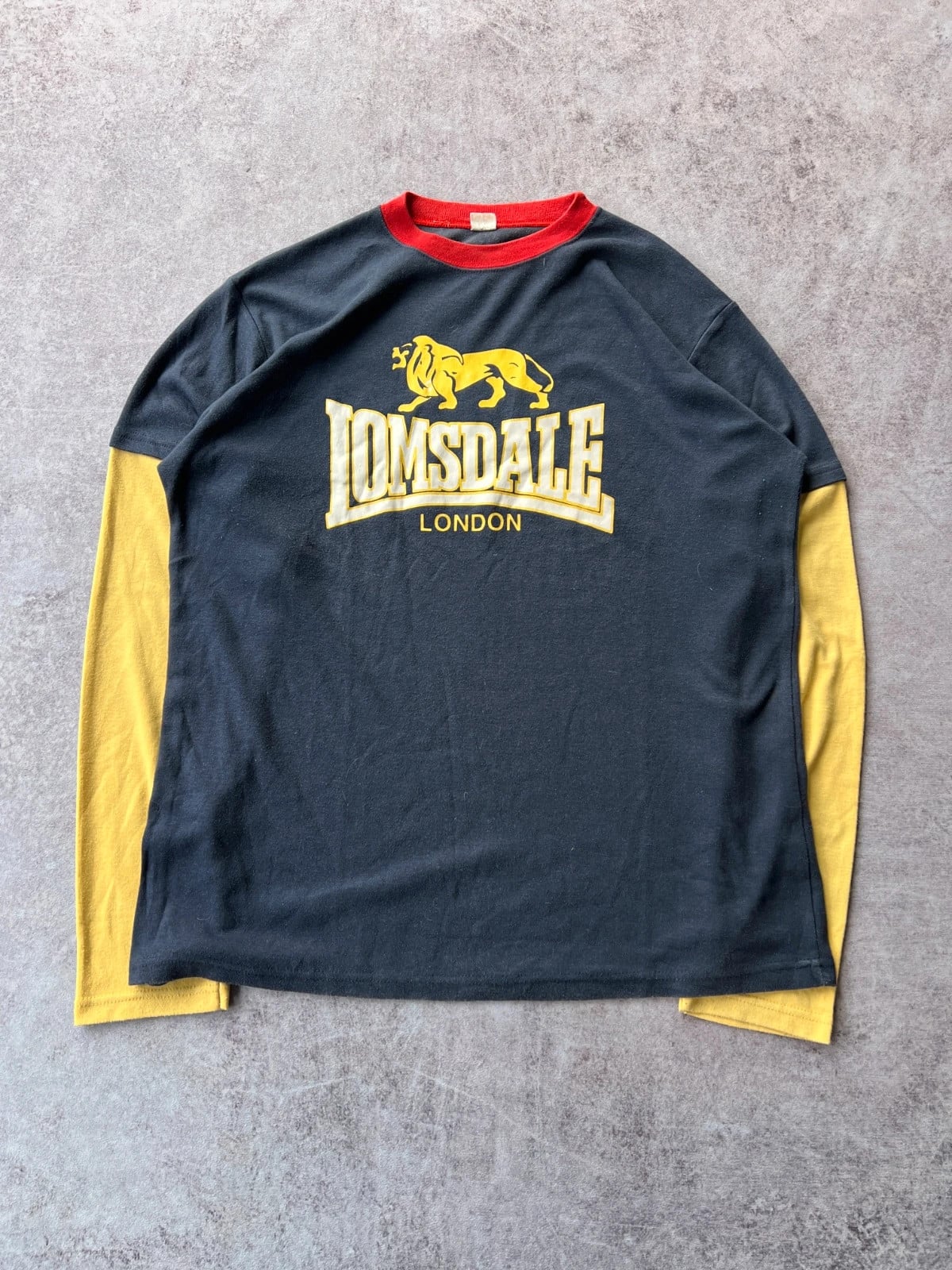 Lonsdale — Maglietta a maniche lunghe anni 2000 gialla e blu