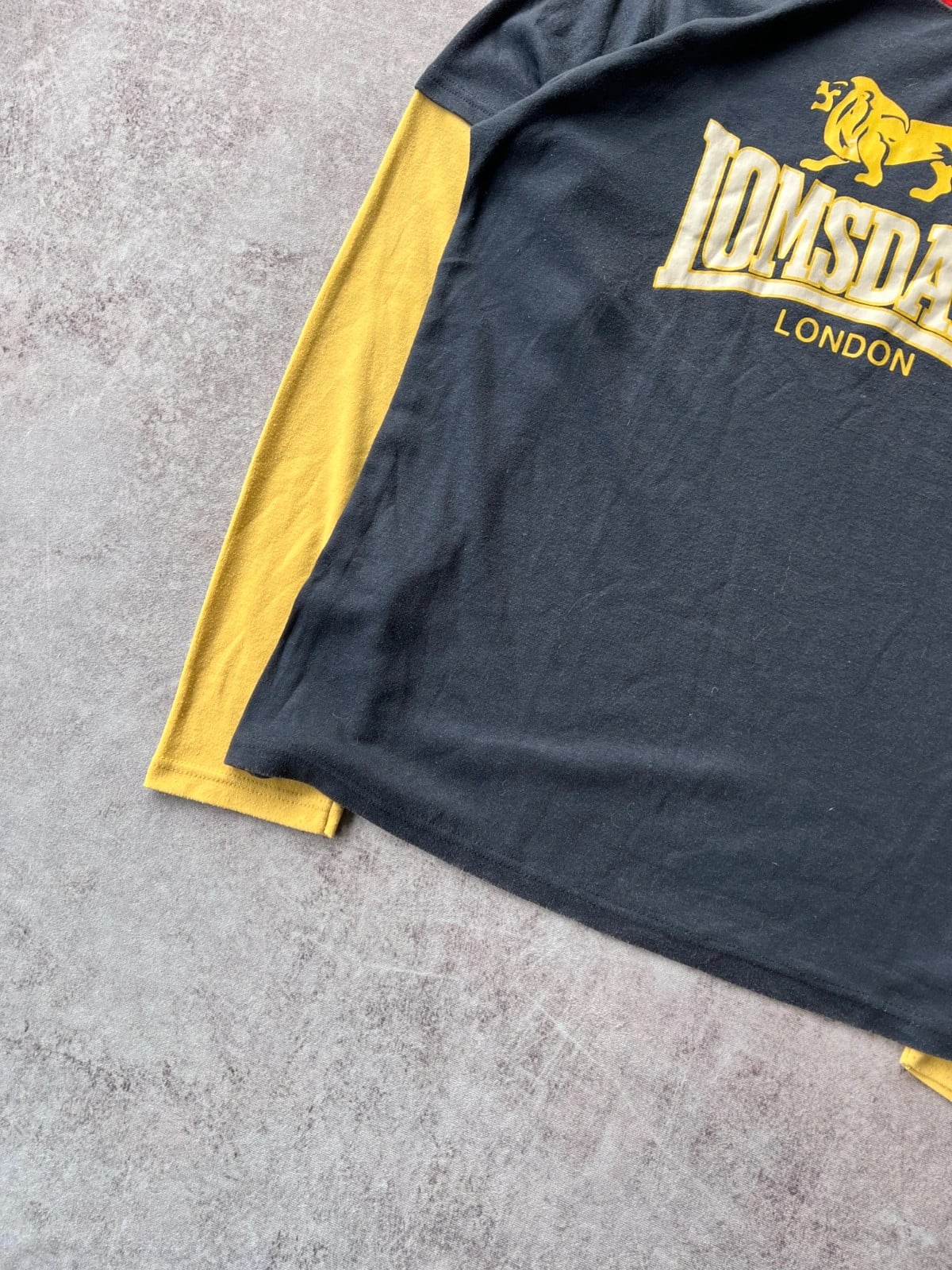 Lonsdale — Maglietta a maniche lunghe anni 2000 gialla e blu