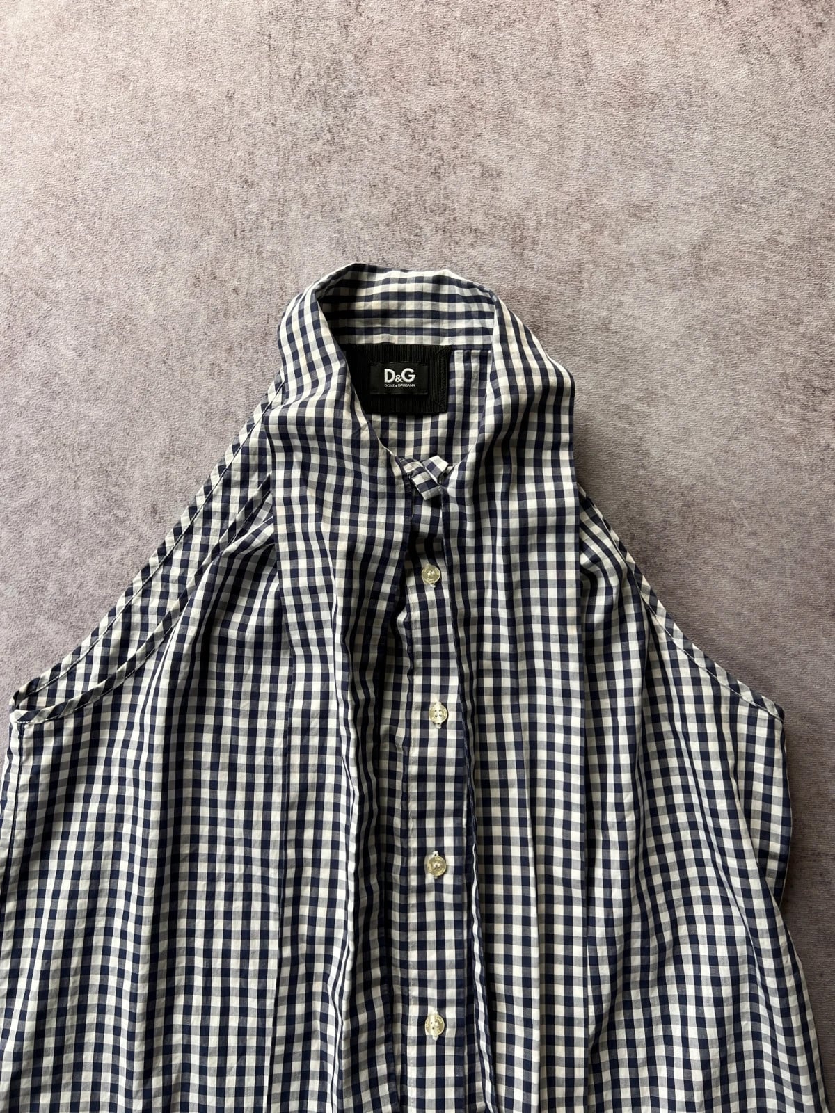D&G — Camicia senza maniche a quadri anni 2000 blu e bianco — 2