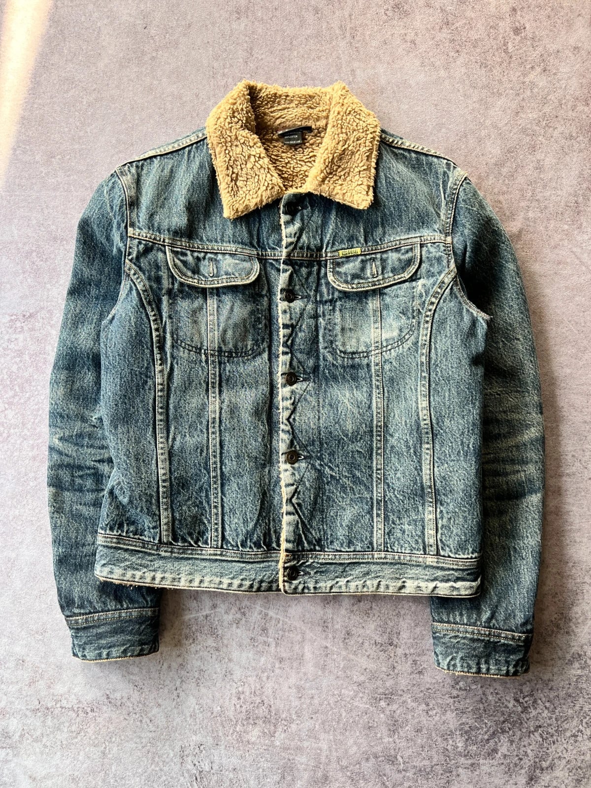 Diesel — Giacca jeans con pelo anni 2000 blu