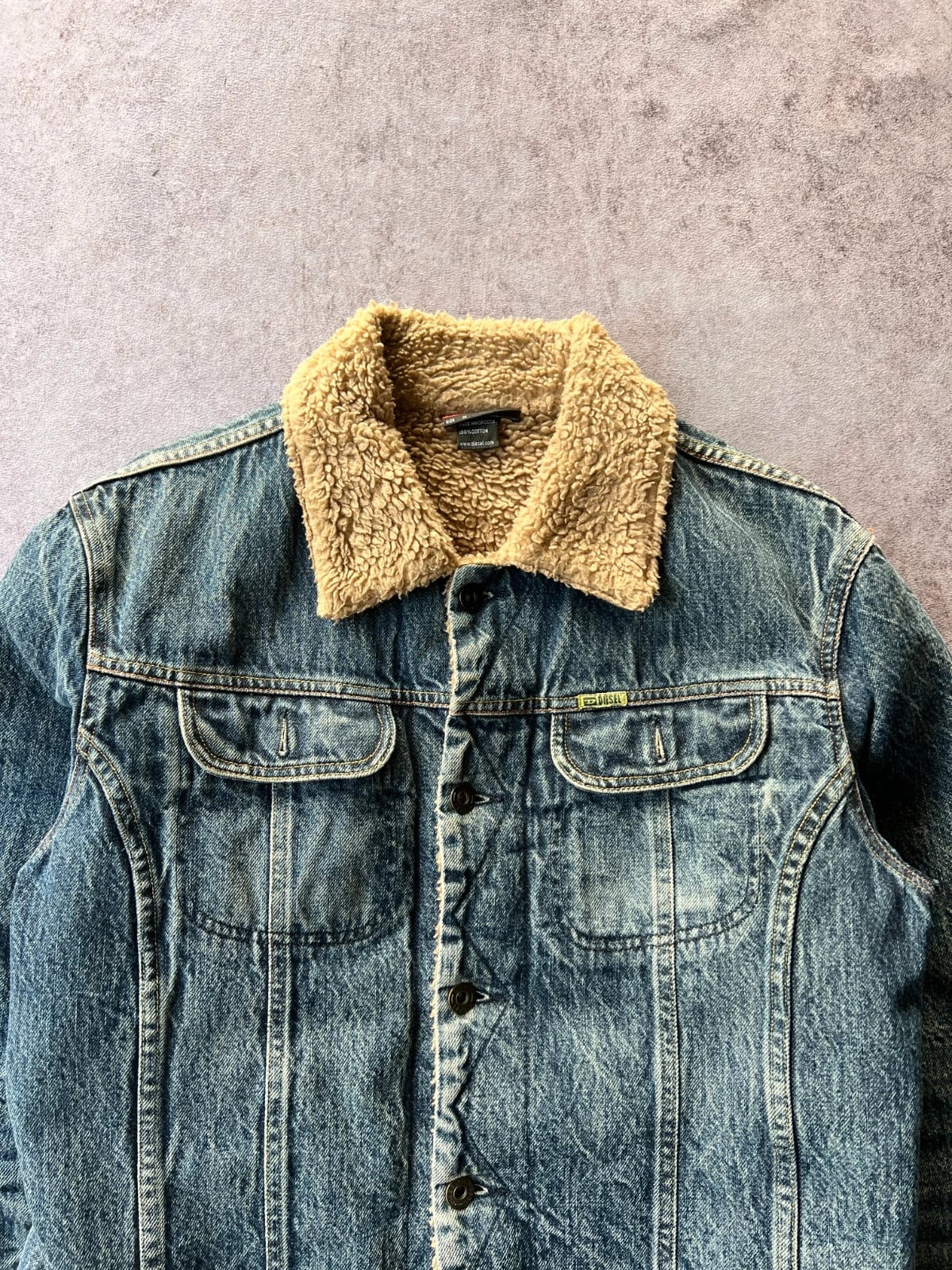 Diesel — Giacca jeans con pelo anni 2000 blu