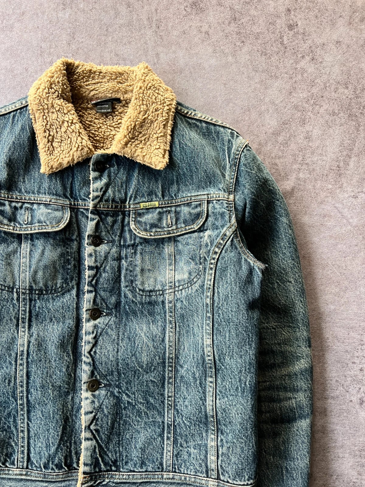 Diesel — Giacca jeans con pelo anni 2000 blu