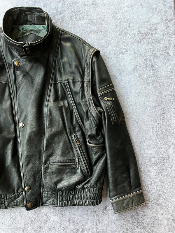 Genuine Leather giacca in pelle nera — 4