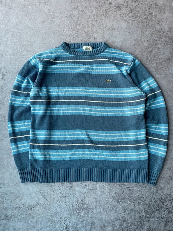 Lacoste maglione a righe azzurro