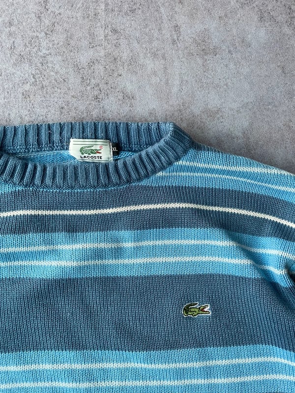 Lacoste maglione a righe azzurro