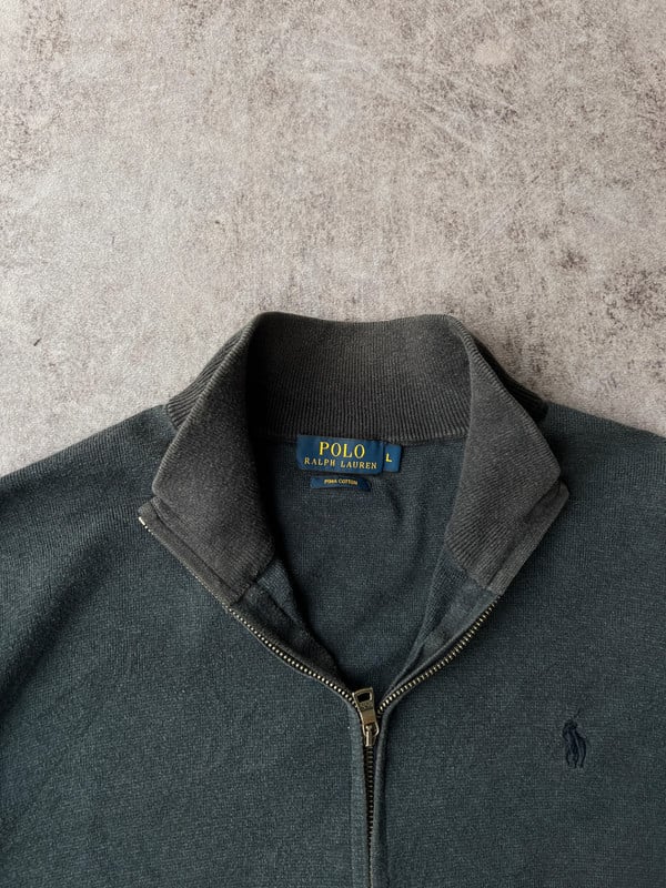 Polo maglione con zip blu