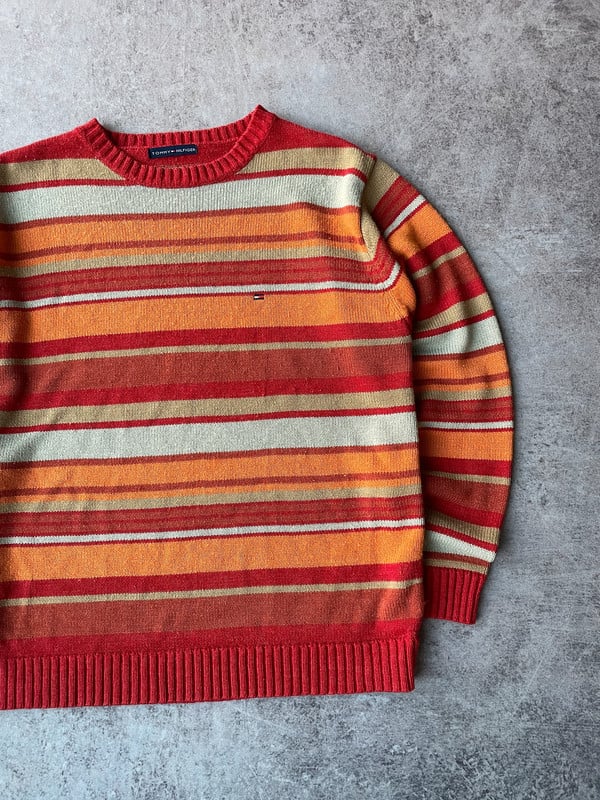 Tommy Hilfigher maglione a righe arancione/rosso — 4